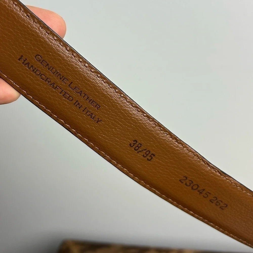 Handcrafted In Italy Men Belt 38/95 Brown Genuine Leather Cowboy Ranch western